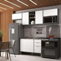 Cozinha Compacta Domus 6 Portas 3 Gavetas Silver/Branco - Hecol Móveis Cozinha Compacta Domus 6 Portas 3 Gavetas Silver/Branco - Hecol Móveis