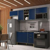 Cozinha Compacta Domus 6 Portas 3 Gavetas Silver/Royal - Hecol Móveis Cozinha Compacta Domus 6 Portas 3 Gavetas Silver/Royal - Hecol Móveis