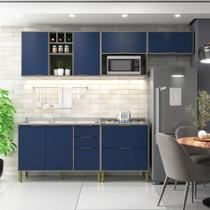 Cozinha Compacta Domus 6 Portas 5 Gavetas Silver/Royal - Hecol Móveis Cozinha Compacta Domus 6 Portas 5 Gavetas Silver/Royal - Hecol Móveis