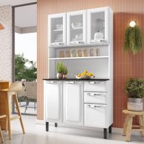 Cozinha Compacta em Aço 6 Portas (Sendo 3 de Vidro) 2 Gavetas 105cm Pratika Itatiaia Branco