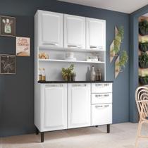 Cozinha Compacta em Aço com Bancada 6 Portas 2 Gavetas 196 x 120cm Pratika Itatiaia Branco