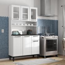 Cozinha Compacta em Aço Múltipla 6 Portas 3 com Vidro Branco