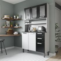 Cozinha Compacta em Aço Múltipla 6 Ptas 2 Gav 3 Vid Preto