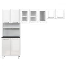 Cozinha Compacta em Aço Topázio 9 Portas com Vidro Branco - Telasul Cozinha Compacta em Aço Topázio 9 Portas com Vidro Branco - Telasul