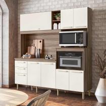 Cozinha Compacta em MDF com Portas e Gavetas - Carvalho Nature Off White