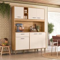 Cozinha Compacta Erva Doce 140 6 Portas 1 Gaveta Freijó/Off White Cristal - Nicioli