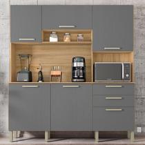 Cozinha Compacta Ferrara 6 Portas 2 Gavetas Freijó/Gris - Kits Paraná