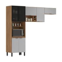 Cozinha Compacta Firenze 7 Portas Gavetas Amêndola e Bege Cozinha Compacta Firenze 7 Portas Gavetas Amêndola e Bege