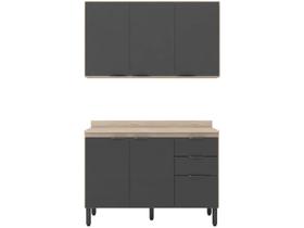Cozinha Compacta Firenze II 6 PT 2 GV Avena e Grafito