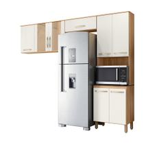 Cozinha Compacta Fit 8 Portas Freijó/Off White Cristal - Nicioli Cozinha Compacta Fit 8 Portas Freijó/Off White Cristal - Nicioli