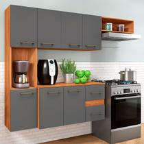 Cozinha Compacta Gianna 7 Portas 2 Gaveta Cinamomo/Grafite - Pnr Móveis Cozinha Compacta Gianna 7 Portas 2 Gaveta Cinamomo/Grafite - Pnr Móveis