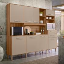 Cozinha Compacta Hortelã 8 Portas 2 Gavetas Ipê/Fendy - Nicioli