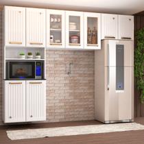Cozinha Compacta Itajúba Suspensa 9 Portas com Vidro Branco - Panorama Móveis