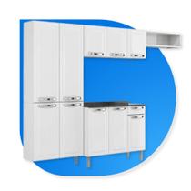 Cozinha Compacta Itatiaia Rose Completa com 4 Peças 10 portas e 1 gaveta Branca com nicho Cozinha Compacta Itatiaia Rose Completa com 4 Peças 10 portas e 1 gaveta Branca com nicho