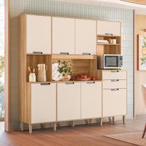 Cozinha Compacta Iúna 8 Portas 2 Gavetas Freijó/Off White Cristal - Nicioli