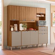 Cozinha Compacta Iúna 8 Portas 2 Gavetas Ipê/Ipê/Fendy - Nicioli