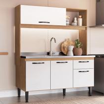 Cozinha Compacta Katy 4 Portas 1 Gaveta Freijó/Branco - Irm Móveis Cozinha Compacta Katy 4 Portas 1 Gaveta Freijó/Branco - Irm Móveis