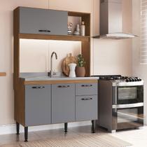 Cozinha Compacta Katy 4 Portas 1 Gaveta Freijó/Cinza - Irm Móveis Cozinha Compacta Katy 4 Portas 1 Gaveta Freijó/Cinza - Irm Móveis