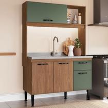 Cozinha Compacta Katy 4 Portas 1 Gaveta Freijó/Oliva - Irm Móveis Cozinha Compacta Katy 4 Portas 1 Gaveta Freijó/Oliva - Irm Móveis