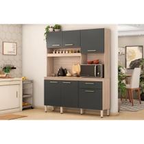 Cozinha Compacta Kit Álamo c/ 6 Portas e 1 Gaveta 160cm Avena/Grafito - Demóbile Cozinha Compacta Kit Álamo c/ 6 Portas e 1 Gaveta 160cm Avena/Grafito - Demóbile