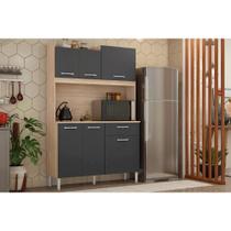 Cozinha Compacta Kit Íris c/ 6 Portas e 1 Gaveta 120cm Avena/Grafito - Demóbile