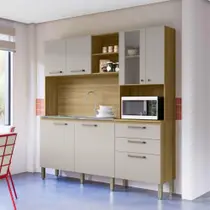 Cozinha Compacta Kits Paraná 7 Portas 3 Gavetas Mega Freijo Soft