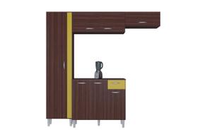 Cozinha Compacta Livia 8 Portas com Balcão Capuccino /Amarelo - Poquema