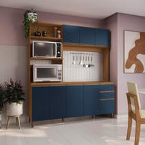 Cozinha Compacta Luna sem Tampo e Pia Kappesberg 3 Peças Canela/Azul Profundo