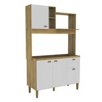 Cozinha Compacta Mademóvel Azaleia 123cm Mel e Branco 4 Portas 1 Gaveta MDP Resistente Cozinha Compacta Mademóvel Azaleia 123cm Mel e Branco 4 Portas 1 Gaveta MDP Resistente