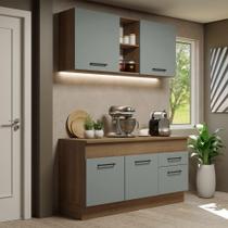 Cozinha Compacta Madesa Agata 150001 com Armário e Balcão (Com Tampo) - Rustic/Cinza