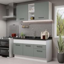 Cozinha Compacta Madesa Agata 150002 com Armário e Balcão (Sem Tampo e Pia) - Branco/Cinza Cozinha Compacta Madesa Agata 150002 com Armário e Balcão (Sem Tampo e Pia) - Branco/Cinza