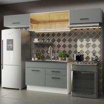 Cozinha Compacta Madesa Agata 280001 com Armário e Balcão - Branco/Cinza