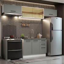 Cozinha Compacta Madesa Agata 280003 com Armário e Balcão (Sem Tampo) - Branco/Cinza Cozinha Compacta Madesa Agata 280003 com Armário e Balcão (Sem Tampo) - Branco/Cinza