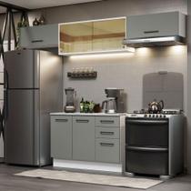 Cozinha Compacta Madesa Agata 280004 com Armário e Balcão (Com Tampo) - Branco/Cinza Cozinha Compacta Madesa Agata 280004 com Armário e Balcão (Com Tampo) - Branco/Cinza