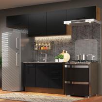 Cozinha Compacta Madesa Agata Armário e Balcão Rustico Preto