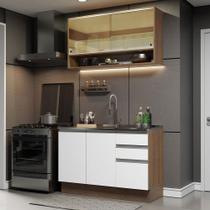 Cozinha Compacta Madesa Glamy 120002 com Armário e Balcão (Sem Tampo e Pia) - Rustic/Branco