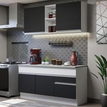 Cozinha Compacta Madesa Glamy 150001 com Armário e Balcão (Com Tampo) - Branco/Preto