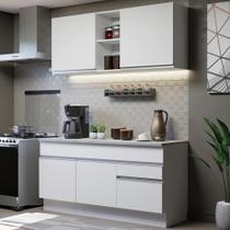 Cozinha Compacta Madesa Glamy 150001 com Armário e Balcão (Com Tampo) - Branco