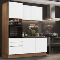 Cozinha Compacta Madesa Lux com Armário e Balcão 5 Portas 3 Gavetas - Rustic/Branco Veludo Cozinha Compacta Madesa Lux com Armário e Balcão 5 Portas 3 Gavetas - Rustic/Branco Veludo