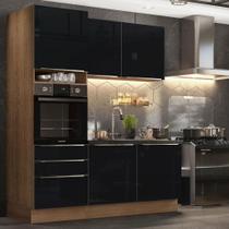 Cozinha Compacta Madesa Lux com Armário e Balcão 5 Portas 3 Gavetas - Rustic/Preto