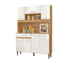 Cozinha Compacta Magazin 120 7 Portas 1 Gaveta Freijó/Off White Cristal - Nicioli