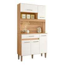 Cozinha Compacta Magazin 90 5 Portas 1 Gaveta Freijó/Off White Cristal - Nicioli Cozinha Compacta Magazin 90 5 Portas 1 Gaveta Freijó/Off White Cristal - Nicioli