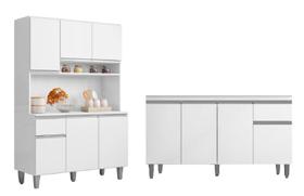 Cozinha Compacta Márcia com Balcão Gabinete Tati 150m para Pia Sem Tampo Branco - AJL