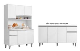 Cozinha Compacta Márcia com Balcão Gabinete Tati 150m para Pia Sem Tampo Branco - AJL