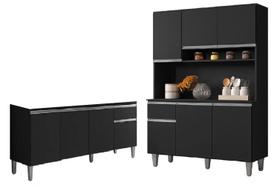 Cozinha Compacta Márcia com Balcão Gabinete Tati 150m para Pia Sem Tampo Preto - AJL