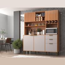 Cozinha Compacta Melissa 5 Portas 2 Gavetas Freijó e umê 160cm MDP J Carvalho