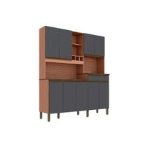 Cozinha Compacta Merlot Perfil c/ 9 Portas e 1 Gaveta Sevilha/Cinza - Ronipa Cozinha Compacta Merlot Perfil c/ 9 Portas e 1 Gaveta Sevilha/Cinza - Ronipa