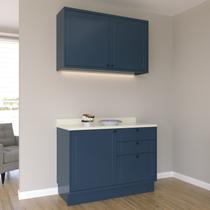 Cozinha Compacta Modulada 2 Peças 3 Portas 3 Gavetas Sevilha Azul/Órion/Cinza Argila Cozinha Compacta Modulada 2 Peças 3 Portas 3 Gavetas Sevilha Azul/Órion/Cinza Argila