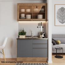 Cozinha Compacta Modulada 2 Peças 3 Portas com Vidro Reflecta Viena Cinza/Freijó/Grafite Cozinha Compacta Modulada 2 Peças 3 Portas com Vidro Reflecta Viena Cinza/Freijó/Grafite