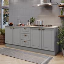 Cozinha Compacta Modulada 2 Peças com Tampo para Cooktop Emily Cinza/Calcare